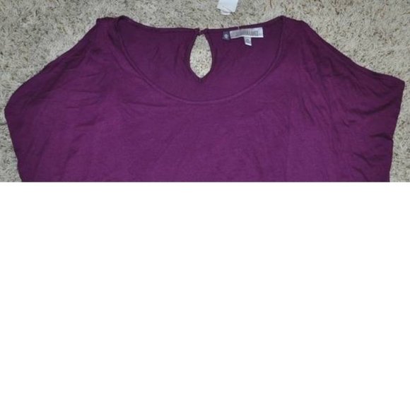Womens Winged Sleeve Top Jennifer Lopez XS Purple Keyhole Neck Jersey Stretch - Picture 3 of 6